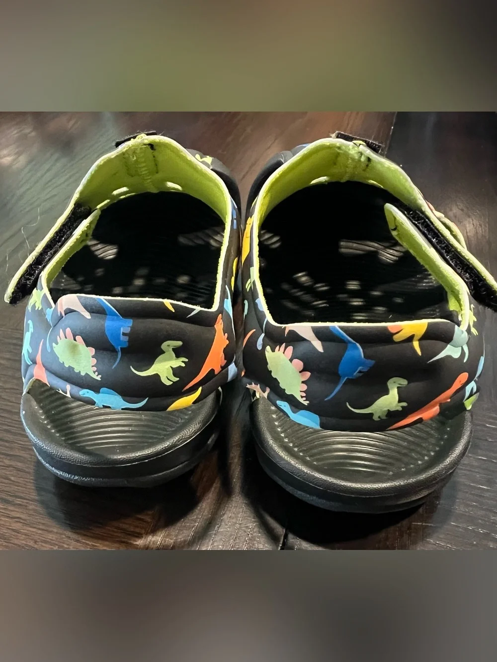 Kids Dinosaur Print Black Sandals